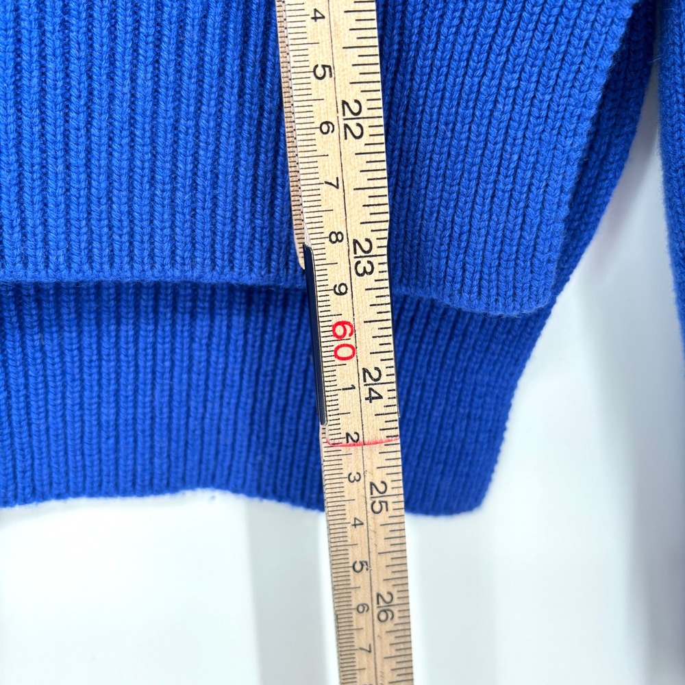 Celine Cashmere Crewneck Knit Sweater Blue Triomphe Logo Embroidered Pullover M - Picture 16 of 16